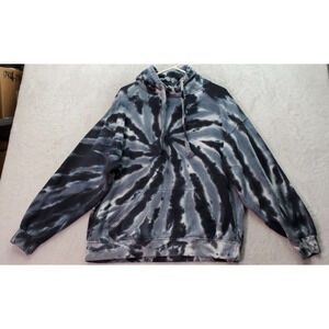 Jon Lauren Hoodie Women Large Blue Tie Dye Cotton‎ Long Raglan Sleeve Drawstring